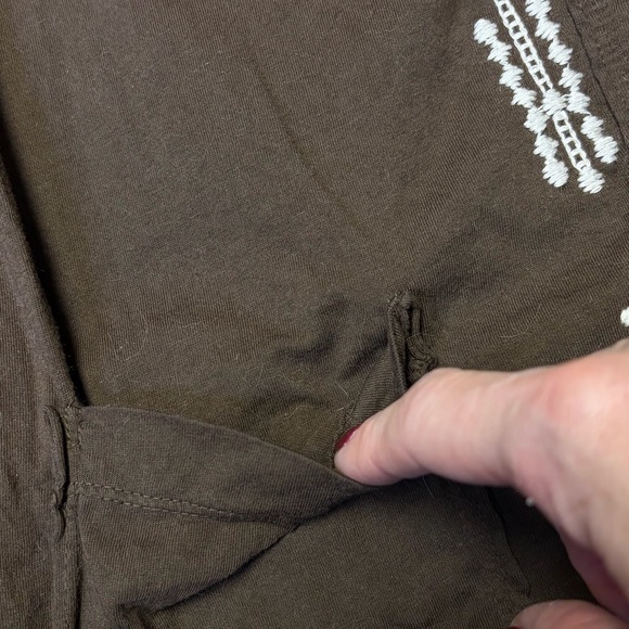 Johnny Was JW Embroidered Brown Dress Womens Small Snap Button Floral Boho Artsy - Picture 12 of 13